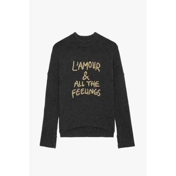 NEW ZADIG & VOLTAIRE malta sweater in anthracite - Picture 2 of 3